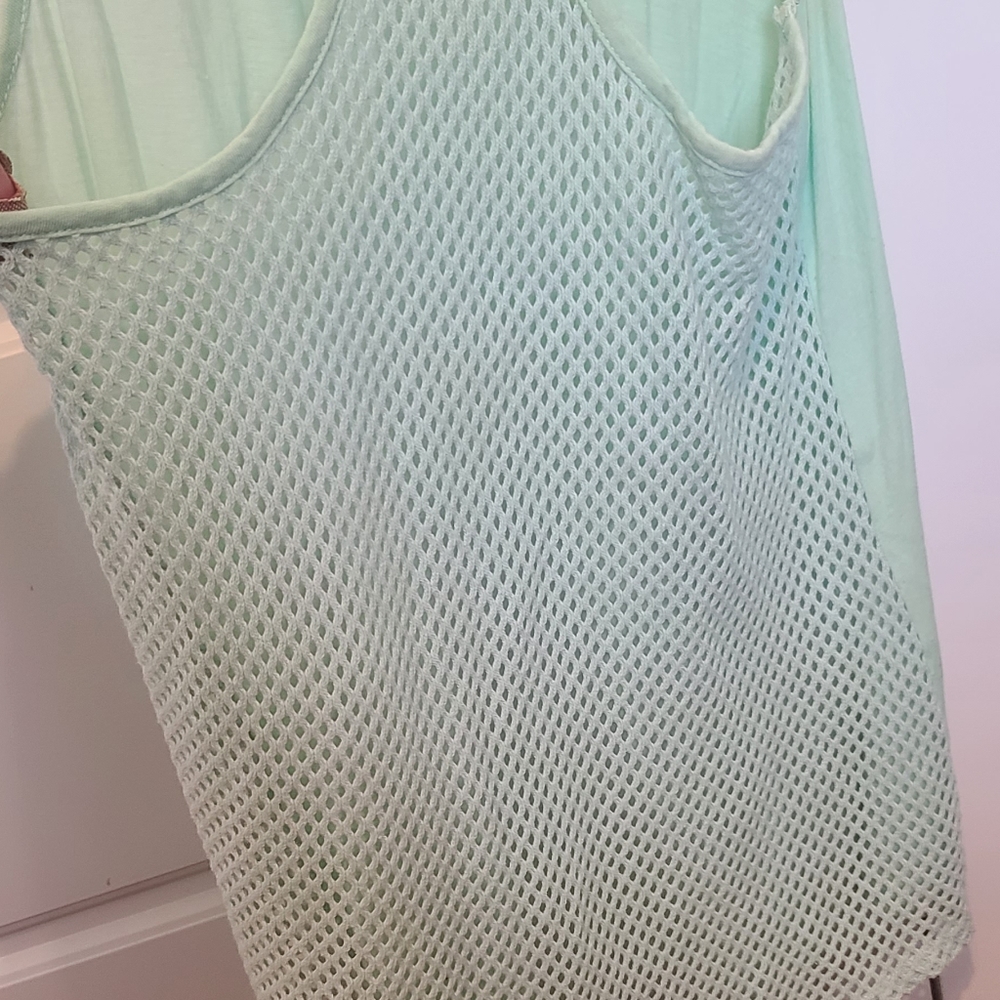 Express Racerback Mesh Back Tank in Mint - Picture 2 of 5
